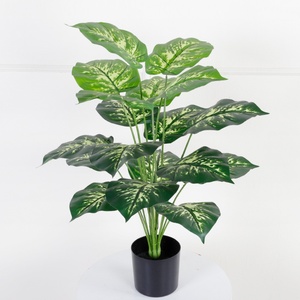 ใบไม้ประดิษฐ์คุณภาพสูงสำหรับตกแต่งงานแต่งงาน ต้นไม้ประดิษฐ์สีเขียว ใบมอนสเตอร่าประดิษฐ์สำหรับตกแต่ง - Product Image 3