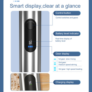 Mixeur Plongeant Portable Rechargeable avec Écran LED Personnalisé, Batteur à <span class=keywords><strong>Lait</strong></span> Électrique USB en Acier Inoxydable pour Café - Product Image 3