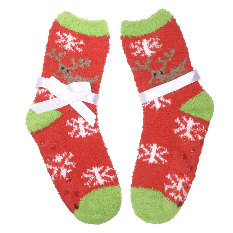 Calcetín de Navidad Jacquard personalizable 100% calcetines casuales de algodón con técnicas sin costuras calcetines de impresión dibujados a mano