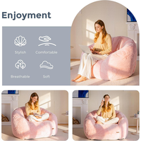 Grande chaise en forme de coquille en fausse fourrure rose sans remplissage Canapé pouf surdimensionné