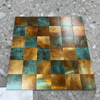 Nouvelle arrivée feuille carrée en métal doré peler et coller 12 "X12" utilisation de carreaux de mosaïque d'impression à jet d'encre pour mur