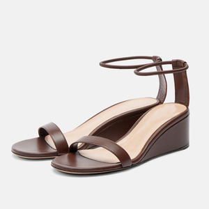 Sandales personnalisées pour femmes à bride unique, sexy, avec boucles à la cheville, talons compensés, chaussures habillées d'été, grande taille 46, coupe large - Product Image 3