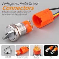 LANBOO 19mm 22mm Interrupteur rotatif à bouton-poussoir lumineux 12V en métal, autobloquant, étanche IP65, avec fonction de verrouillage et de clé