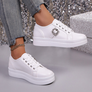 Autumn New Thick-Soled Lace-Up Rhinestone Casual Shoes Large Size Platform Sports Shoes for Women Wholesale 43 - Product Image 3