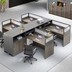 Mesas de Oficina con Compartimentos, Muebles Modernos para <span class=keywords><strong>Call</strong></span> <span class=keywords><strong>Center</strong></span>, Estación de <span class=keywords><strong>Trabajo</strong></span> con Partición de Madera para Computadora - Product Image 1