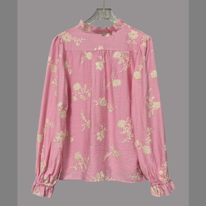 Canali Vintage ricamati <span class=keywords><strong>con</strong></span> bottoni da donna 2026 primavera autunno a balza a maniche lunghe eleganti <span class=keywords><strong>camicetta</strong></span> Casual top - Product Image 4