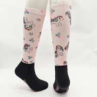 Chaussettes d'équitation unisexes montantes personnalisées avec motif animalier par sublimation, collection automne, pour enfants, avec logo et bordure à revers