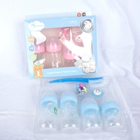 Ensemble cadeau de biberons pour nouveau-né en PP de sept pièces, 150/250 ml, motif de dessin animé, biberon avec poignée, brosse de nettoyage pour sucette