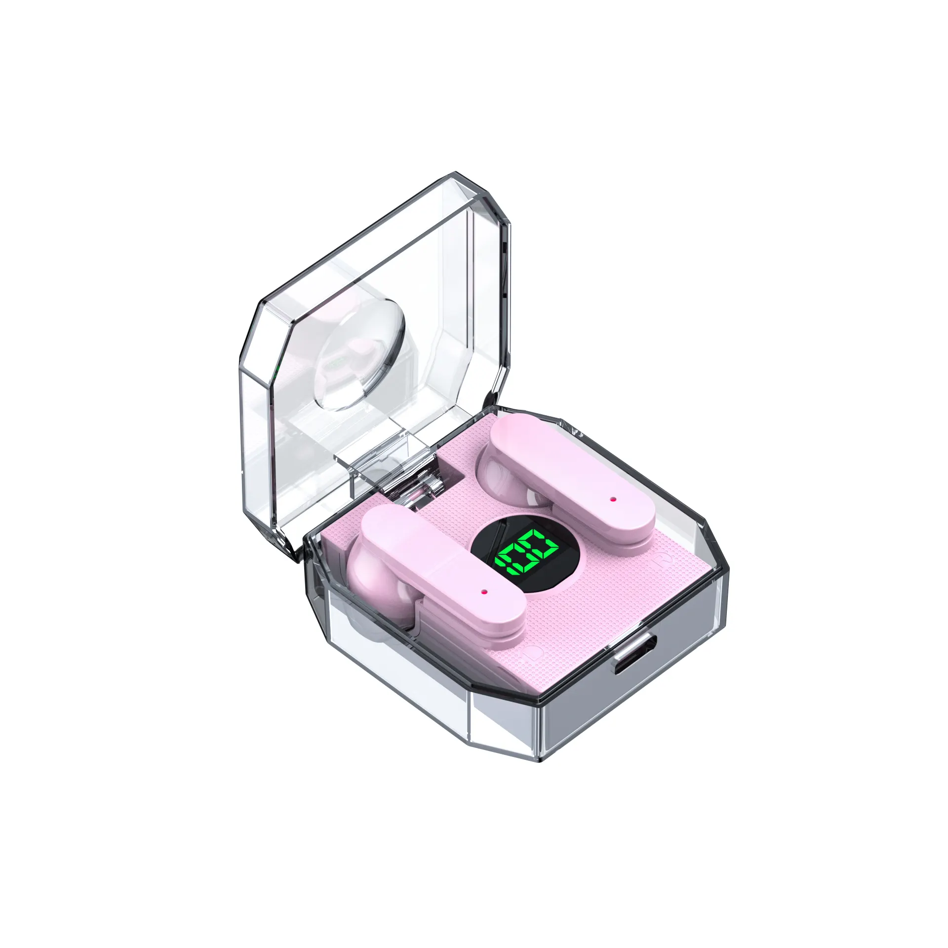 Мини розовые зеленые наушники прозрачные звуки Прозрачный чехол для зарядки батареи беспроводные наушники bt5.3