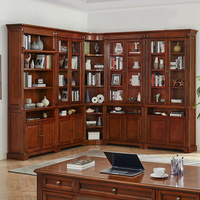 Bibliothèque de luxe personnalisée pour toute la maison Mobilier classique de bureau et de bibliothèque avec échelle en chêne pour salle d'étude