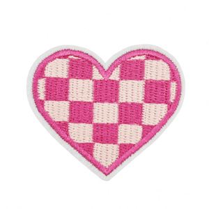 Nouveau Patch Brodé Cœur à Carreaux Thermocollant 4,2*5,2cm pour Décoration de Chapeaux et Sweats à Capuche - Product Image 3