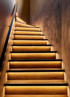 Bandes de roulement d'escalier flottantes durables pour l'intérieur Maison moderne élégante Style hôtel Plancher en colimaçon droit en bois massif de chêne