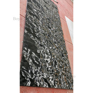 Ubin Lantai Marmer Mewah Bergaya Beralur 3D Permukaan Bergelombang Nero <span class=keywords><strong>Marquina</strong></span> Ubin Marmer Cair Hitam - Product Image 4