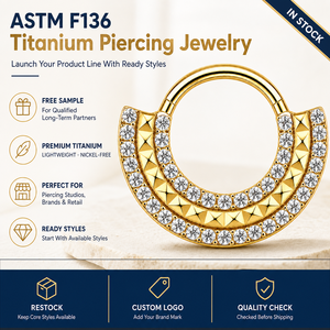 Kaishee Anneau de nez articulé en titane de qualité implantaire ASTM F136, type clicker, pour piercing corporel - Product Image 1