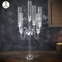 Chandelier transparent en acrylique pour mariage, restaurant occidental, fête d'anniversaire, décoration de table de mariage, ornement de bougie