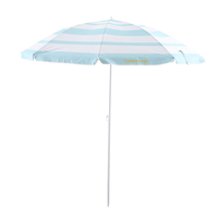 Parasol de marché extérieur rond rayé personnalisé avec impression publicitaire, imperméable en polyester, protection UV50, pour patio et plage
