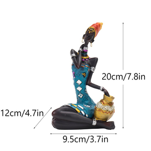 Estatuilla de resina de África ESTATUA DE MUJER NEGRA escultura Tribal de dama para Decoración de mesa sala de estar decoración del hogar - Product Image 5