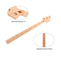 Manche de guitare basse jazz premium à 4 cordes, en érable, rayon de 9,5 pouces, trous de 18 mm, 20 frettes, finition satinée naturelle