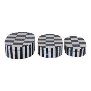 Juego de Cajas Decorativas Ovaladas a Cuadros, Modernas Cajas de Almacenamiento de Resina y Madera con Tapas para Joyería y Decoración del Hogar - Product Image 3