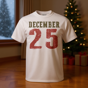 T-shirt natalizia retrò del 25 dicembre, girocollo, manica corta, cotone, unisex, regalo per le vacanze per adulti - Product Image 2