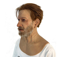Masque intégral en silicone à texture de peau réaliste avec cheveux et barbe, visage d'homme âgé pour théâtre, cinéma, film, farce