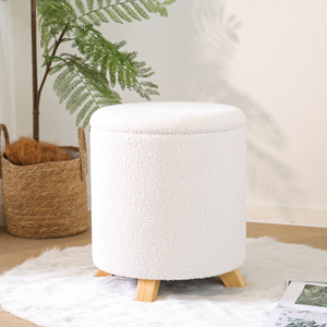 2025 repose-pieds en polaire Teddy de luxe petit <span class=keywords><strong>tabouret</strong></span> pouf avec rangement pour salon - Product Image 1
