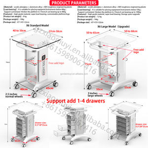 Chariot de salon blanc avec logo OEM grand chariot avec rangement Support de machine laser lourde portable Chariot à instruments pour équipement de beauté - Product Image 3