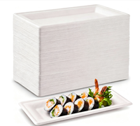 Assiettes rectangulaires jetables en bagasse biodégradable, classiques, non blanchies, résistantes à la graisse, légères