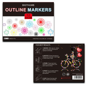 Auto-contour marqueurs métalliques à Double ligne, marqueurs à paillettes, gribouillage, éblouissement, stylos chatoyants - Product Image 3