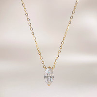 Collier Pendentif Réglable en Or Jaune 18K avec Diamant de Laboratoire Coupe Marquise Grand Carat, Bijou Fin et Délicat pour Femme