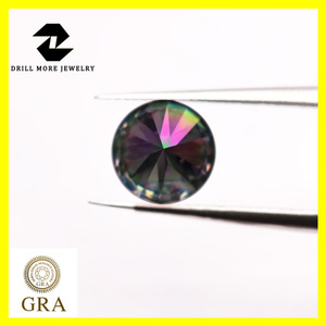 ZDD Moissanite Loose Stones Round Rainbow Green 3EX Cut Lab Created Gemstones 0.5 3 Carats - Product Image 4