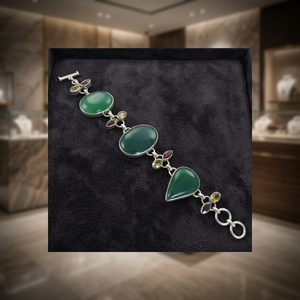 Bracelet en argent 925 avec perles de jade pour femme, style bohème, forme goutte d'eau, bijoux à porter au quotidien - Product Image 3