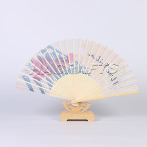 Bonito diseño 8 pulgadas mango de bambú barato abanico de seda blanca <span class=keywords><strong>novia</strong></span> boda fiesta bambú ventilador de mano - Product Image 4