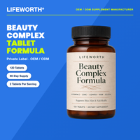 LIFEWORTH Complexe Beauté Sans Arôme Comprimés Vitamine C Zinc Cuivre MSM Silicium 120 Formule Soutien Peau Cheveux Ongles
