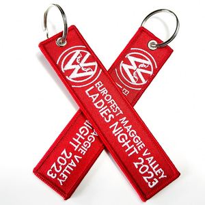 <b>Custom</b> Personalized Embroidery Fabric Ring Design Logo Name Tag Accessories Car Racing Bike Motorcycle Keychain <b>Key</b> Holder - Product Image 3