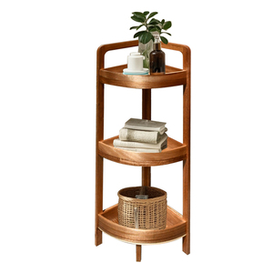Đứng Miễn Phí Nhà Bếp 4 Tier Truy Cập Kệ Sách Tổ Chức Giá Stackable Tre Gỗ Tắm Góc Kệ Với Lưu Trữ Tủ - Product Image 5