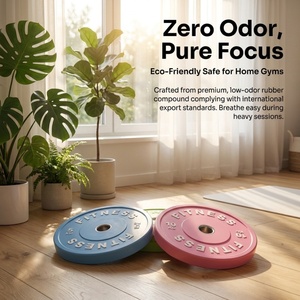 Disques de musculation en caoutchouc Macaron à code couleur, trou de 50 mm, pour haltères de gym, avec logo personnalisé - Product Image 4