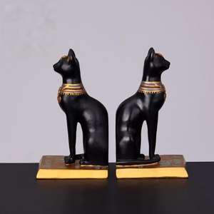 Sujetalibros de Resina Estilo Vintage con Diseño Artístico de Gato Egipcio Retro Negro, Decoración para el Hogar u Oficina, Estatua de Gato Egipcio - Product Image 1