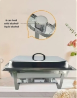 Ensemble de réchauds de buffet rectangulaires en acier inoxydable pour la restauration, chauffe-plats professionnels en gros
