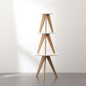 Modern Beistelltisch Home Use Living Room Furniture Wabi-sabi Nordic <strong>Small</strong> Round Oak Legs <strong>White</strong> MDF Top Wood <strong>Side</strong> Coffee <strong>Table</strong> - Product Image 4