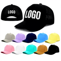 Casquette de baseball 5 panneaux perforée découpée au laser Casquette de camionneur Gorras de sport imperméable en look de style de rue