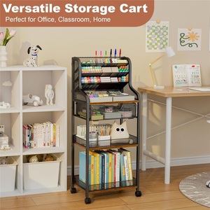 Chariot de rangement mobile sur roulettes, de type vertical, en fer, moderne, pour cuisine et artisanat, pour l'approvisionnement transfrontalier, modèle B - Product Image 4