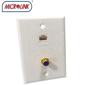 Plaque murale double <span class=keywords><strong>RJ45</strong></span> et <span class=keywords><strong>coaxiale</strong></span> Cat6 de type US avec connecteur Keystone F-81 - Product Image 4