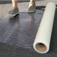 Rouleau de protection de sol auto-adhésif réutilisable et imperméable en film PE et polyester, 25m 50m, avec logo personnalisé, pour la peinture