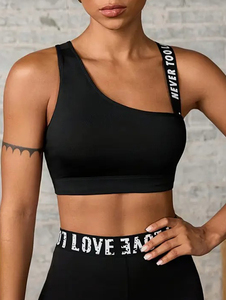 Reggiseno sportivo transfrontaliero senza fili da donna per Fitness Yoga <span class=keywords><strong>Sexy</strong></span> <span class=keywords><strong>Sexy</strong></span> Top da palestra con scritta stampata con Logo frontale spalline - Product Image 3