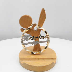 <span class=keywords><strong>Orecchini</strong></span> a Cerchio Personalizzati per <span class=keywords><strong>Bambini</strong></span> in Acciaio Inox Amison con Nome Inciso Doppia Placcatura in Oro 18K - Product Image 1