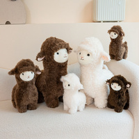 25/35/48cm Flauschiges Alpaka-Plüschtier, Lockiges Woll-Lama Kuscheltier, Niedliche Weiche Bauernhof-Puppe als Urlaubsgeschenk