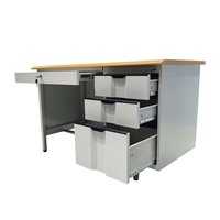 Table de travail en acier fonctionnelle au design simple, avec plusieurs tiroirs, bureau d'ordinateur en métal avec tiroirs