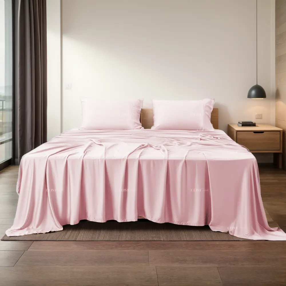 Conjunto de lençóis de cama luxuoso de algodão 1000TC respirável para edredom e colcha de cama de tecido de seda macio