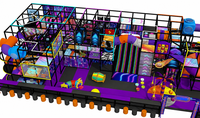 Structure d'escalade personnalisable et stimulante sur le thème cyberpunk à plusieurs niveaux, pour aire de jeux intérieure pour enfants en centre commercial